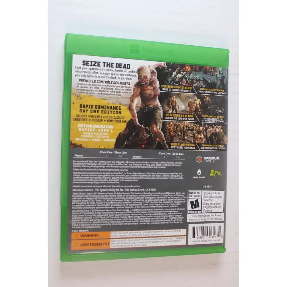 Dead Alliance (Microsoft Xbox One, 2017) Authentic, tested/works